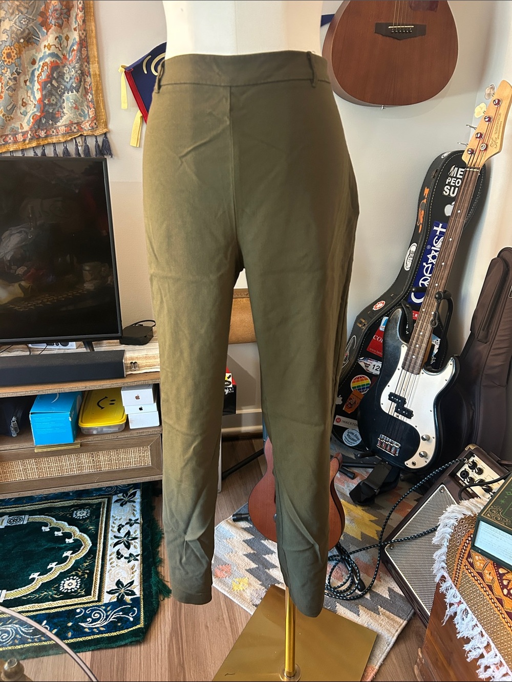 Forever 21 Olive High-Rise Chino Pants